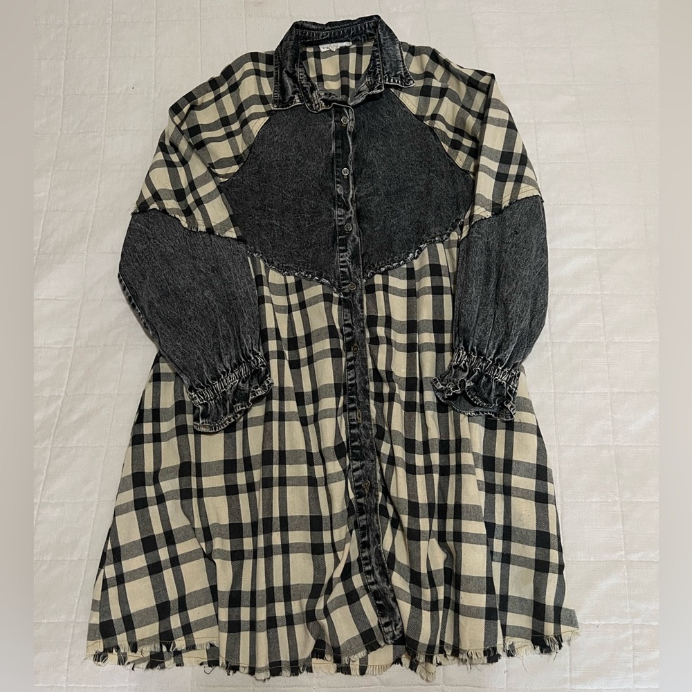 Plaid Flannel & Black Denim Dress